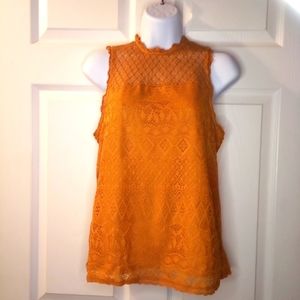 🌶2/$10xhilaration NWOT Sleeveless Crotchet Lined Lace Keyhole Top  X S